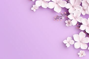 Fototapeta na wymiar Floral Banner on Delicate Purple Background