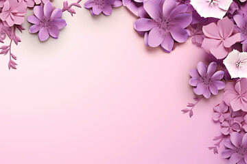 Fototapeta na wymiar Floral Banner on Delicate Purple Background