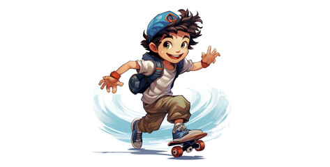 skater boy cartoon style isolated on white background