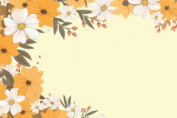 Floral Banner Illustration on Soft Yellow Background