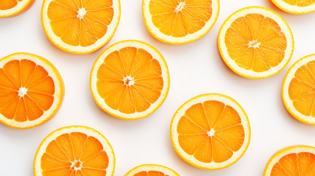 Tantalizing citrus wedges atop a pale canvas, top-down.