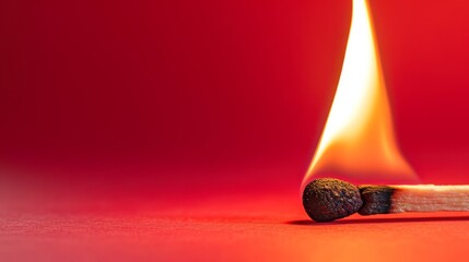 Burning match on a red background - Powered by Adobe