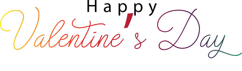 Lettering Happy Valentines Day banner. Valentines Day greeting card template with typography text happy valentine`s day and red heart and line on background. Vector illustration - obrazy, fototapety, plakaty
