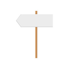 vector with blank pointer on wooden stick. blank white direction sign