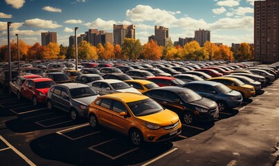 cars parked in row on outdoor parking generated AI