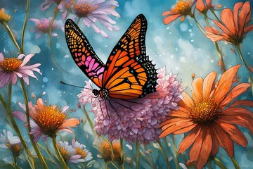 A delicate butterfly perched on a vibrant flower, symbolizing transformation and growth.