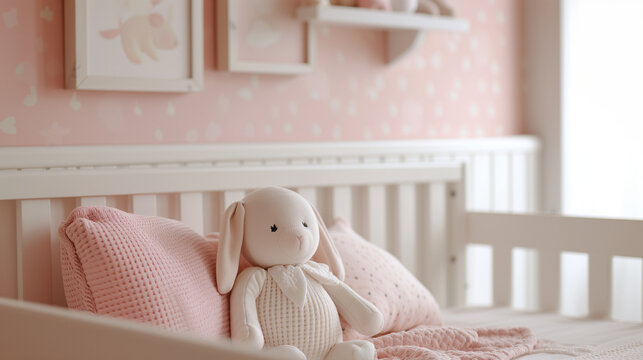 baby room with elegant furniture and tasteful decor. Serene and