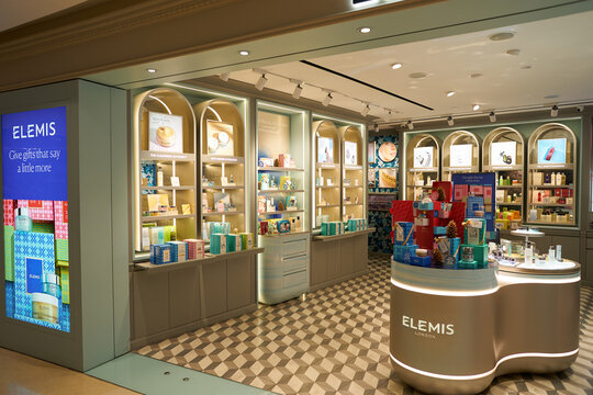 SINGAPORE - NOVEMBER 06, 2023: cosmetics products on display at Elemis store in Singapore.
