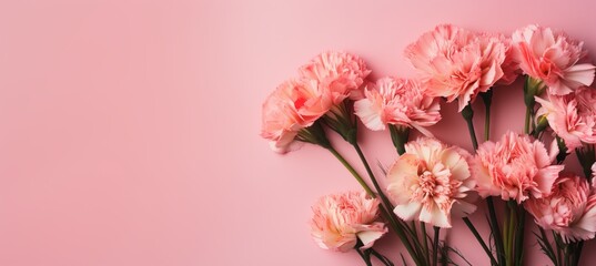 Pink flower composition on blurred background for valentine s day, mothers day, and women s day