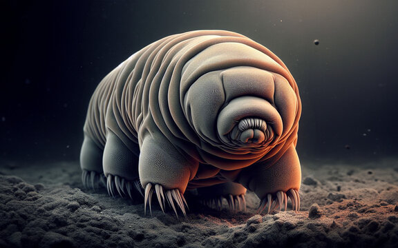 Enlarged image of Water bear, common name Tardigrada or Tardigrade, is a phylum of invertebrates. The toughest animal
