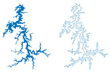 Tres Marias Lake (Federative Republic of Brazil) map vector illustration, scribble sketch Reservoir Tres Marias, Usina de Bernardo Mascarenhas dam map