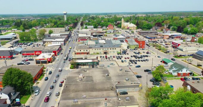 Aerial hyperlapse scene of Listowel, Ontario, Canada 4K
