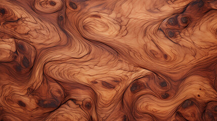 Fototapeta premium Swirling patterns of burl Brown wood texture