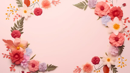 Obraz na płótnie Canvas Empty floral frame with copy space for greeting card or invitation design