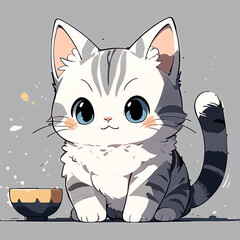Cute and Playful Kitten Sipping Milk Illustration