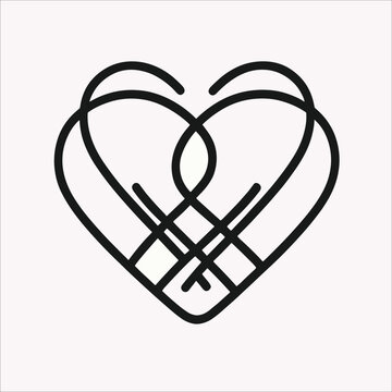 Heart Shape Intertwined Irish Celtic Knot Black and White Love eps Vector illustration, Romantic Happy Valentine day endless love forever, Line Art heart signs Vector icon.