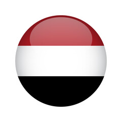 Flag Yemen button. Design element for websites, applications. Vector illustration isolated on white background