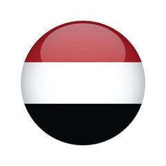 Flag Yemen button. Design element for websites, applications. Vector illustration isolated on white background