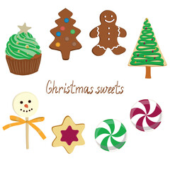Vector New Year illustration with Christmas sweets