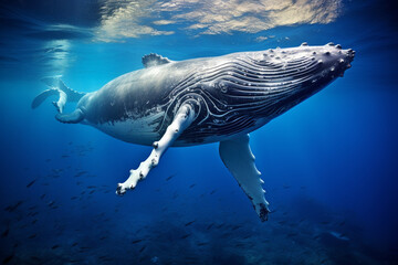 whale in the blue sea