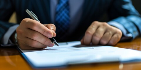 businessman signing an agreement close-up Generative AI