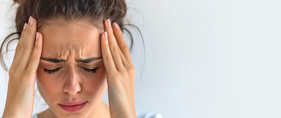 woman holding her head severe pain migraine Generative AI