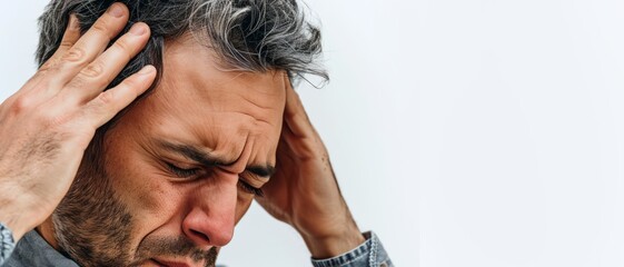 man holding his head headache migraine Generative AI