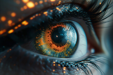 Biometric scan of human eye. Secure identity concept.