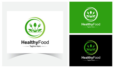 Healthy Food Logo Design Template With Circle.