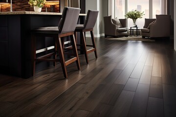 Flooring made of laminated material.