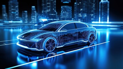 Automotive Robots Cars with lights back ground UHD Wallpaper