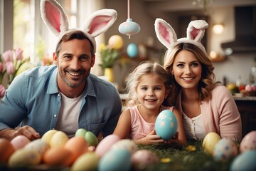 Easter Joy in Full Bloom: A Realistic Portrait of a Radiant Family Celebration