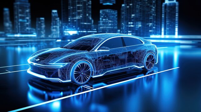 Automotive Robots Cars with lights back ground UHD Wallpaper