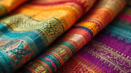 Vibrant handloom fabric showcasing the skill of traditional weavers