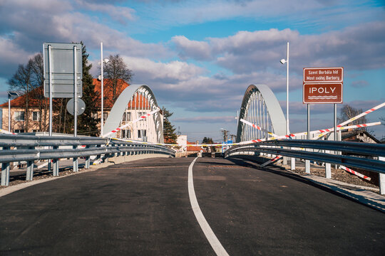 The new bridge over river Ipoly between Slovakia and Hungary connecting Drégelypalánk and Ipeľské Predmostie