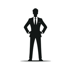 Confident Executive Silhouette with Hands on Hips