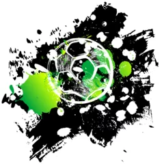 Gordijnen soccer, football, illustration with paint strokes and splashes, grungy mockup, great soccer event, design template © Kirsten Hinte