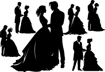 Couple silhouette valentine edition, Silhouette Romantic couple isolated on white background. AI generated illustration.