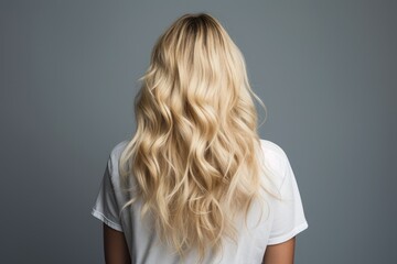 Naklejka premium Blond hair viewed from behind, with waves.