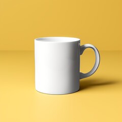 plain white mug yellow background