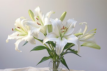 White lilies on a pale backdrop