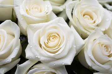 close-up of white roses