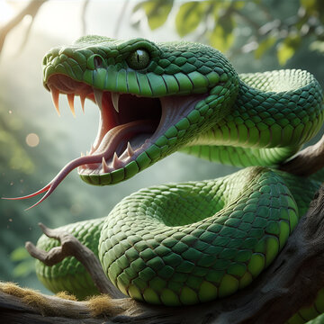 Green snake in the forest