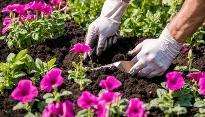 planting flowers in garden