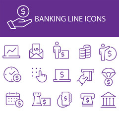 banking line icon vector design , finance line icon