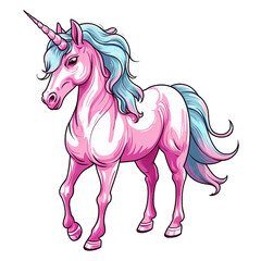 Obraz na płótnie Canvas Watercolor cute Rainbow Unicorn Clipart with Magical Horn and Expressions