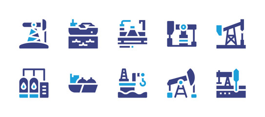 Natural petroleum icon set. Duotone color. Vector illustration. Containing lng, petroleum, fossil, oil pump, storage tank, petrochemical, mining.