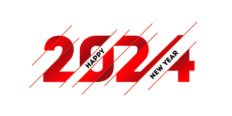 Happy new year 2024 premium vector design. Red number illustrations.  design for poster, banner, greeting and new year 2024 celebration.