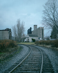 Fototapeta na wymiar Railroad tracks in the First Ward, Buffalo, New York