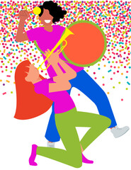 Brazilian Carnival - Diversity - Marching Band Parading Through the Streets at Carnival